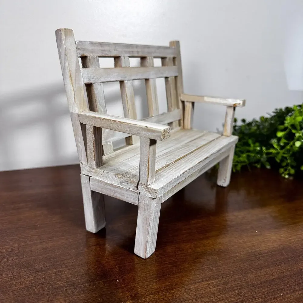Dollhouse Garden Bench Large Classic Style Wood Furniture Photo Frame Inserts
